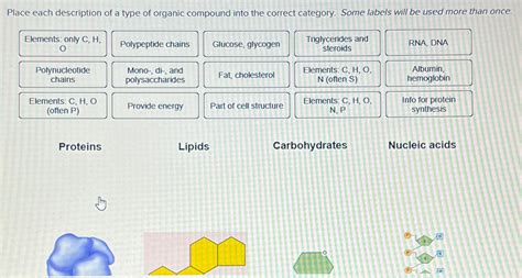 Solved Place Each Description Of A Type Of Organic Compound