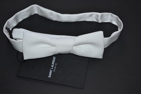 Saint Laurent White Silk & Cotton Bow Tie | Hardly Ever Worn It