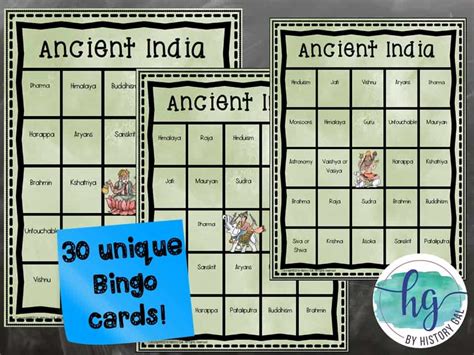 Ancient India Bingo - By History Gal