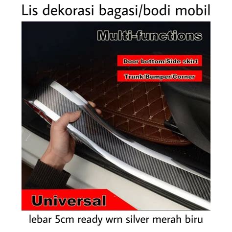 Jual List Bagasi Hitam Karbon Sillplate Samping Universal Lis Bagasi