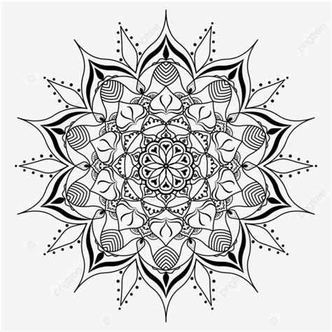 Pola Mandala Bunga Hitam Vektor Bunga Mandala Mandala Seni Mandala