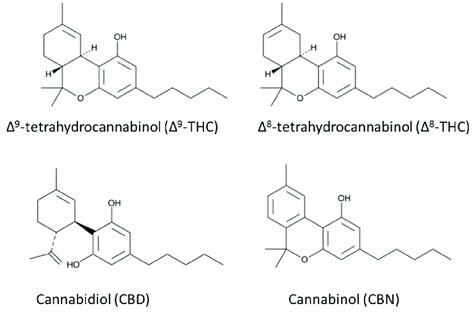 Chemical Structures Of The Well Known Cannabinoids In Cannabis Sativa