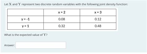 Solved Let X And Y Represent Two Discrete Random Variables Chegg