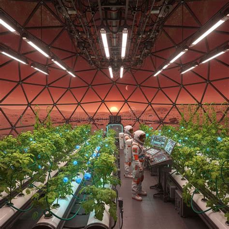 ai generated mars greenhouse featuring futuristic space farming