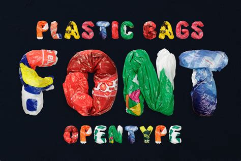 Сolor Plastic Bags Font on Yellow Images Creative Store - 112273