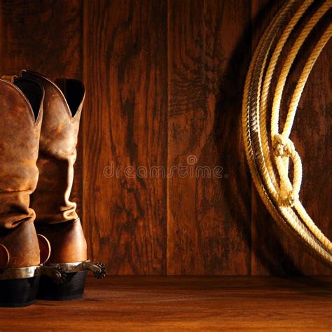 American West Rodeo Cowboy Boots And Lasso Lariat Stock Image - Image ...