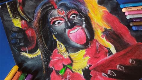 Maa Kali Drawing How To Draw Kali Mata Oil Pastel Drawing Easy Step