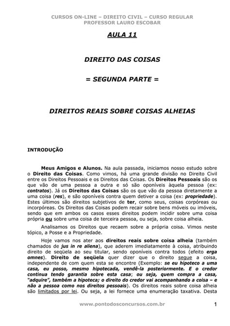 Aula Direito Das Coisas Parte Ii Pdf