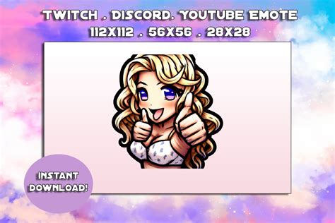 Blonde Blue Eyes Thumbs Up Bikini Emote For Twitch Curly Etsy