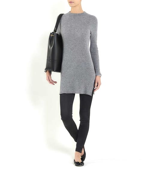 Womens Cashmere Ribbed Tunic Dress Maisoncashmere