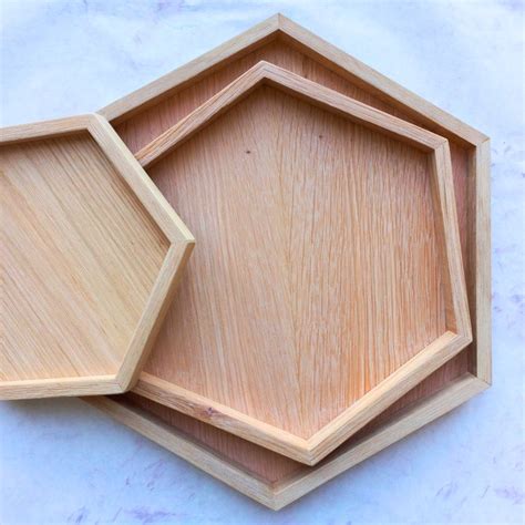 Wooden Hexagon Serving Tray Tray For Ottoman Tray Set Black Etsy