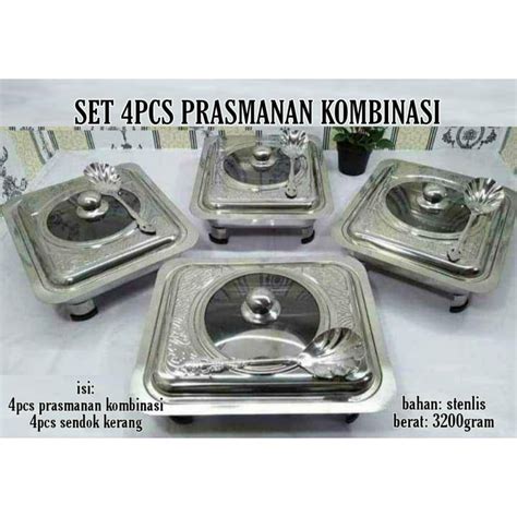 Jual Prasmanan Semi Kaca Set Pcs Prasmanan Stainless Tutup Kombinasi