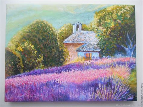 Картина акрилом Солнечный Прованс. Пейзаж с лавандой в интернет ...