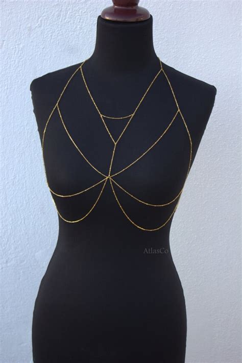 Free Shipping Gold Bra Bralette Chain Bra Top Body