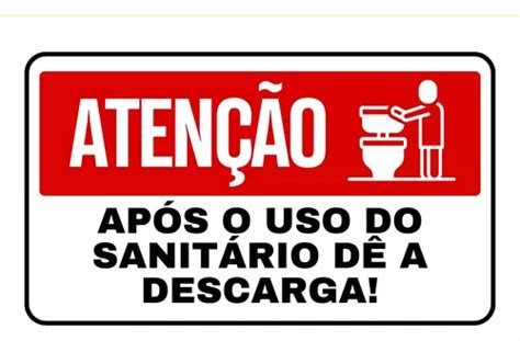 Placa Sinalização Pvc Atenção Após Uso Dê Descarga 30x20cm