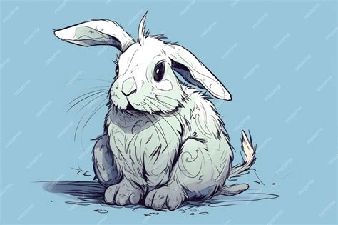 Premium AI Image | Illustration of a cute white rabbit sitting on the ...