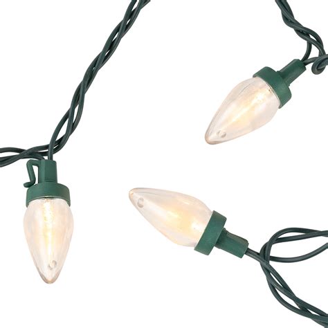 25ct Warm White LED C7 Christmas Lights - 16ft Green Wire | Christmas ...