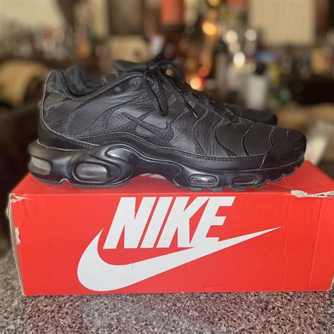 Nike Air Max Plus TN Triple Black Leather Essential... - Depop