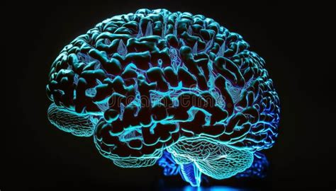 Human Brain With Neon Illumination Generative Ai Stock Illustration