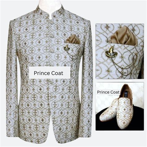 White Embroidered Embellished Pakistani Prince Coat For Men Prince Coat