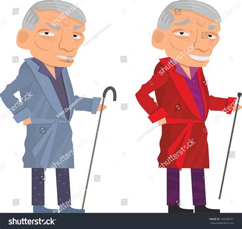 Old Man Robe Holding Cane Stock Vector Royalty Free 194598377