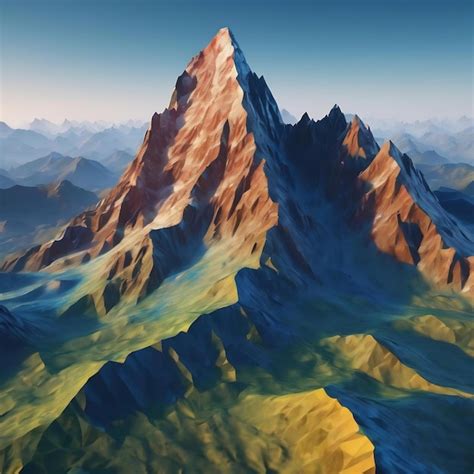 Premium Ai Image D Rendered Low Polygon Topographic Mountain