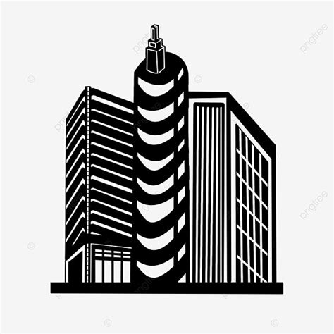 Commercial Building Silhouette PNG Free, Black And White Commercial ...