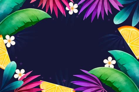 Premium Vector Watercolor Tropical Summer Background With Vegetation