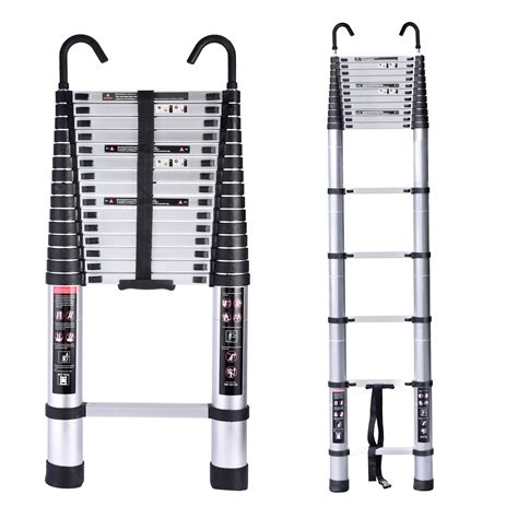 Telescoping Ladder Ft Aluminum Collapsible Ladder With Detachable