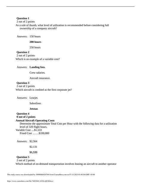 SOLUTION Avia 360 Quiz 5 Completed 2023 Studypool