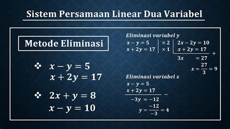 Sistem Persamaan Linear Dua Variabel Metode Eliminasi Youtube