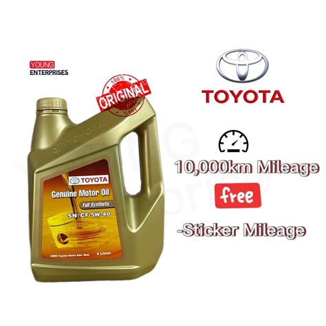 Toyota Engine Oil Genuine Motor Oil Fully Synthetic Sn Cf 5W 40 5W40