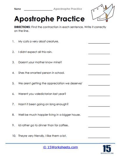 Apostrophe Worksheets - 15 Worksheets.com