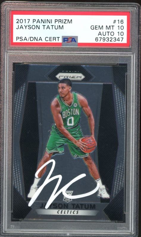 Jayson Tatum Autographed Signed Panini Prizm Rc On Card White