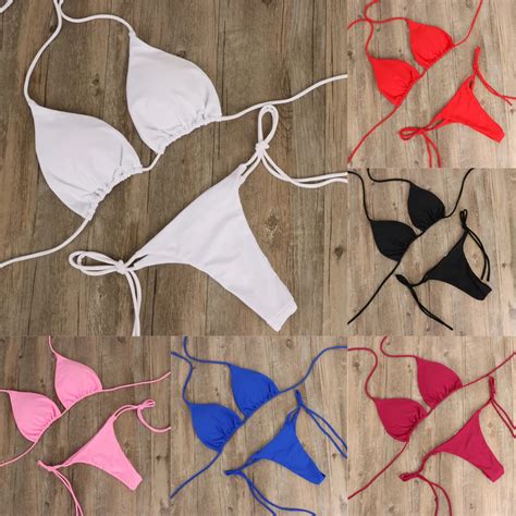 Delle Donne Sexy Costumi Da Bagno Micro Bikini Set Tie Side G String Perizoma Spiaggia Costume