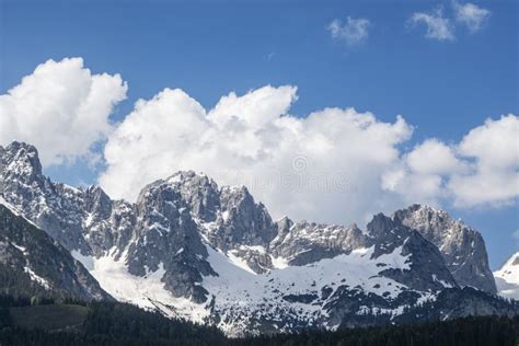 Wilder Kaiser Mountain Range Stock Image - Image of alps, clouds: 150347285