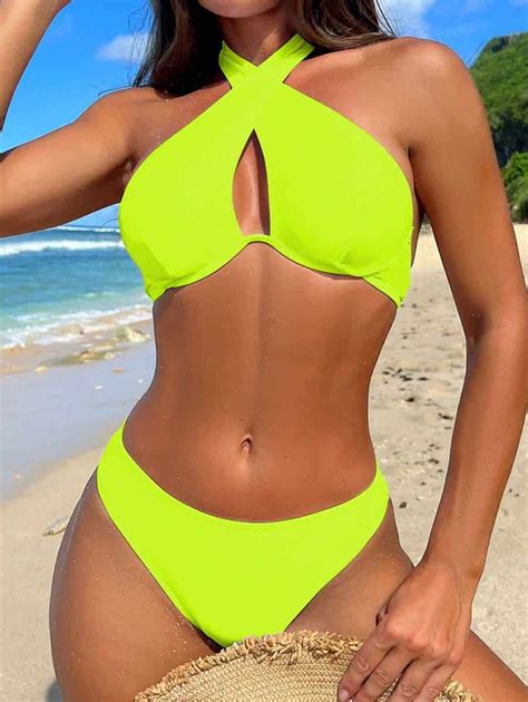 Criss Cross Halter Bikini Swimsuit With Beach Skirt Her Shop EG