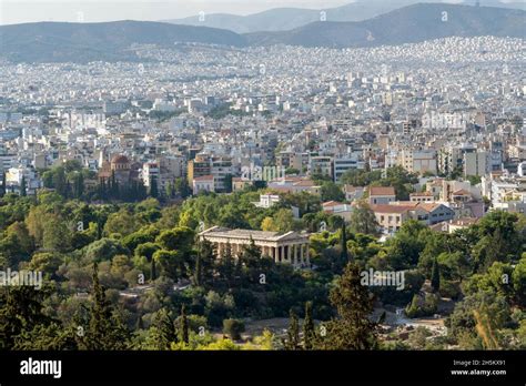 Athens Greece Panoramic View Of The Ancient Greek Temple Of