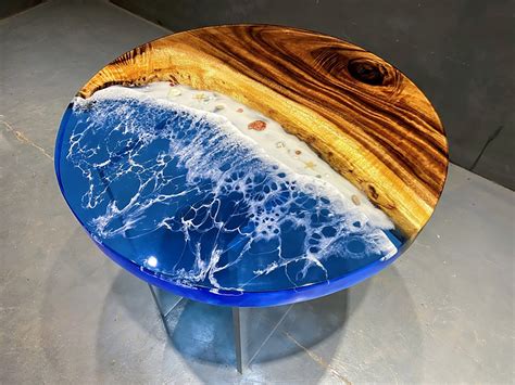 Fashion Ocean Wave Beach Resin Round Table Epoxy Resin Table Etsy