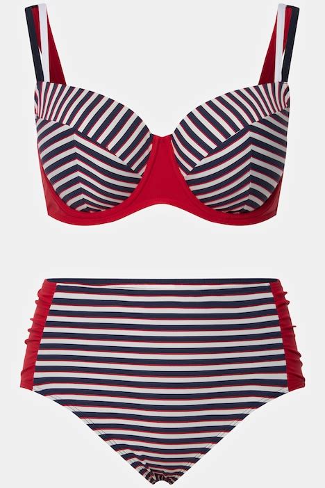 Nautical Striped Retro Colorblock Bikini With Underwire Bikinis