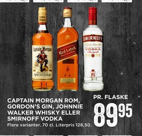 Captain Morgan Rom Gordon S Gin Johnnie Walker Whisky Eller Smirnoff