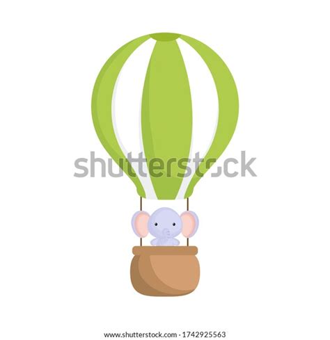 Cute Baby Elephant Hot Air Balloon Stock Vector Royalty Free Shutterstock