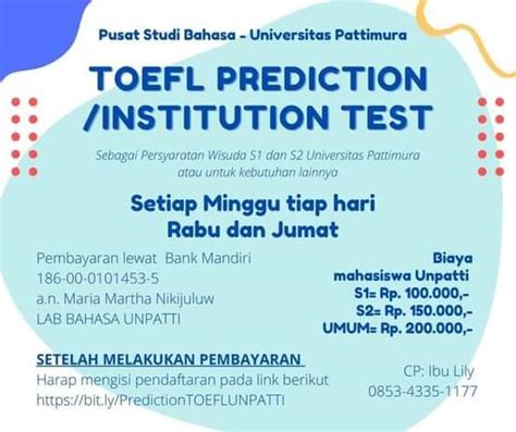 Pemberitahuan Tes Toefl Prediction Pusat Studi Bahasa