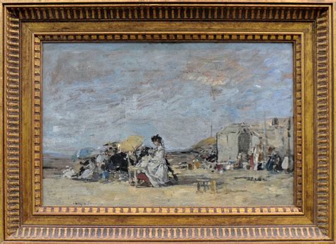 Dame En Blanc Sur La Plage De Trouville Eug Ne Louis Boudin Artwork