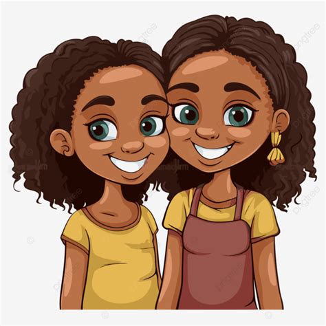 African American Sisters Clipart Happy Two Black Women Smiling Together Cartoon Vector African