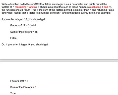 Solved Write A Function Called Factors Of That Takes An