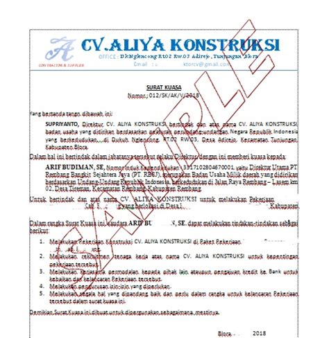 Detail Contoh Surat Kuasa Direktur Untuk Proyek Koleksi Nomer 42