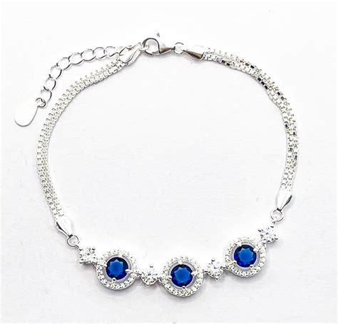 Pulsera Veneciana Doble Con Circones Azules Circulares Joyas Danis Y