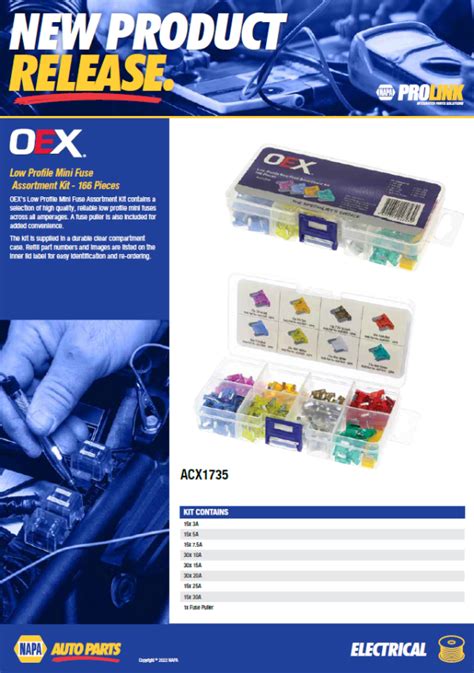 Oex Low Profile Mini Fuse Assortment Kit Napa