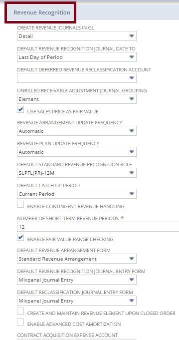 Netsuite Setting Advanced Revenue Management Preferences